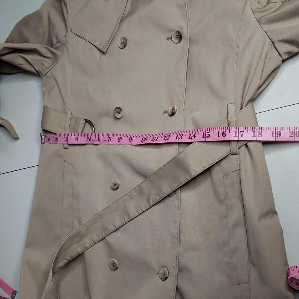 Vintage London Fog Combed Cotton Belted Trench Coat Size 8 Petite USA Classic - Picture 11 of 16